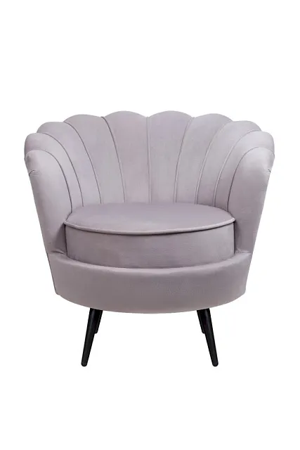 Низкое кресло ракушка Pearl Grey на черных ножках в Санкт-Петербурге Низкое кресло ракушка Pearl Grey на черных ножках