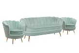 Комплект кресел и дивана ракушка Pearl Triple Green №1 в Санкт-Петербурге