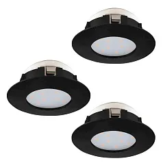красивые 900744 Комплект встраиваемых светильников PINEDA, 3X4,9W (LED), 3000K, IP20, IP44, ?78, пластик, черный в Санкт-Петербурге