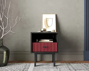 купить стильные Тумбочка с нижним ящиком "Эмерсон (Emerson)" арт EM17/red/L в интернет-магазине в Санкт-Петербурге