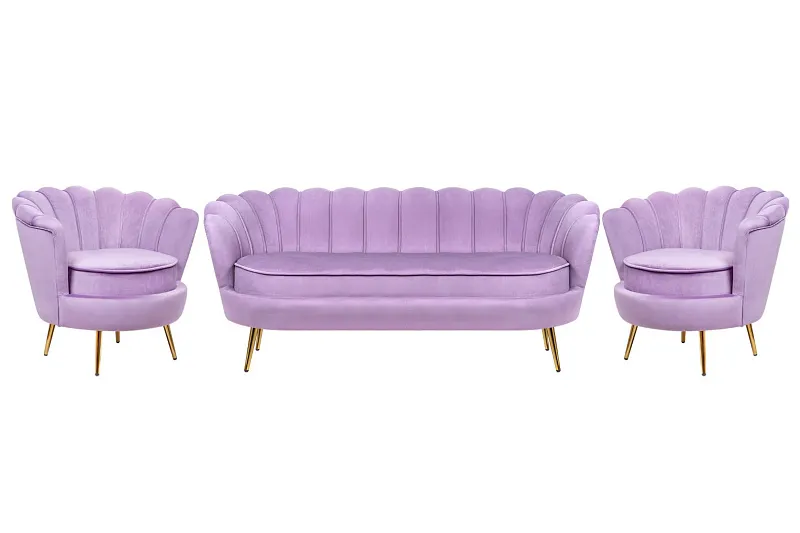 Комплект кресел и дивана ракушка Pearl Triple Purple в Санкт-Петербурге Комплект кресел и дивана ракушка Pearl Triple Purple