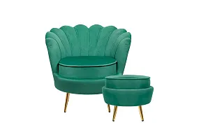Кресло с пуфом ракушка Pearl Green V2 в интерьере в Санкт-Петербурге