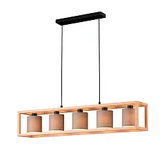 заказать 390109 Подвесной потолочный светильник (люстра) GRANADOS, 5x40W, E27, L1000, B200, H1500, сталь, дер в интернет-магазине в Санкт-Петербурге
