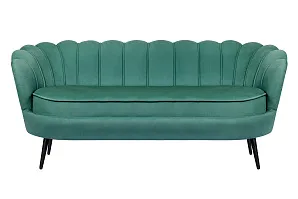 Диван ракушка для гостиниц Pearl Triple Green V2 на черных ножках в интерьере в Санкт-Петербурге