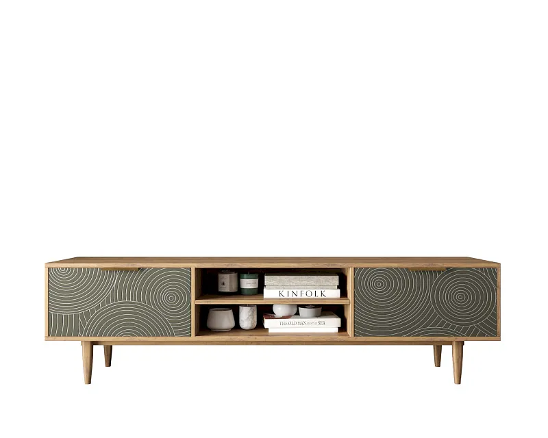 Комод "Лайн (Line)" с нишей низкий под TV R27/browngrey