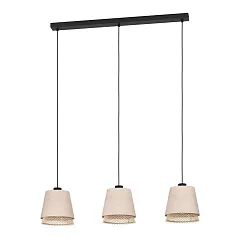 43976 Люстра TABLEY, 3X40W (E27), L890, B190, H1100, сталь, черный / текстиль, дерево, коричневый на заказ в интернет-магазине в Санкт-Петербурге
