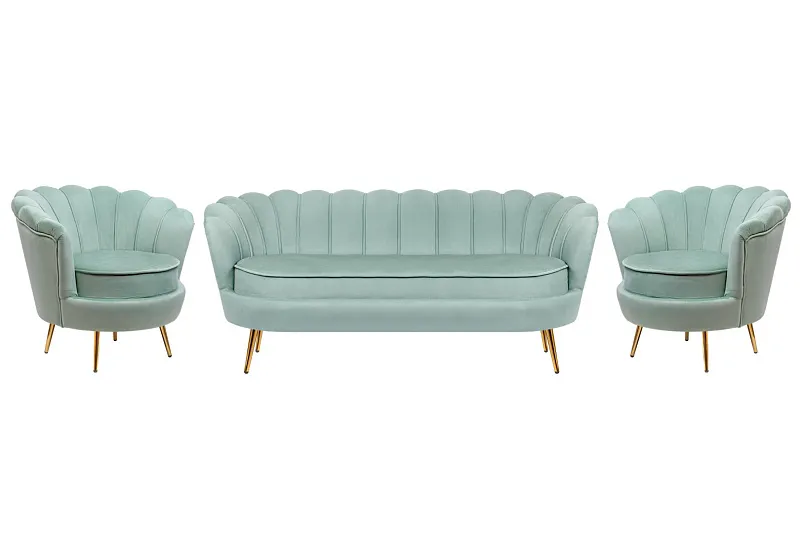 Комплект кресел и дивана ракушка Pearl Triple Green в Санкт-Петербурге Комплект кресел и дивана ракушка Pearl Triple Green