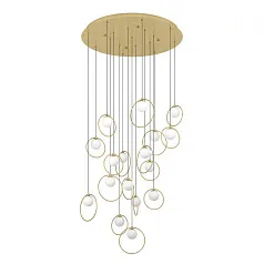 фото 390346 Люстра диммируемая PORTOCOLOM, 17X3W (LED), 3000K, 5950lm, ?780, сталь, латунь, золотой/матовое опаловое стекло, белый в интерьере в Санкт-Петербурге