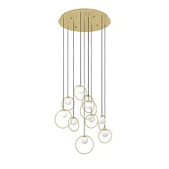 390345 Люстра диммируемая PORTOCOLOM, 10X3W (LED), 3000K, 3500lm, ?580, сталь, латунь, золотой/матовое опаловое стекло, белый на заказ в Санкт-Петербурге