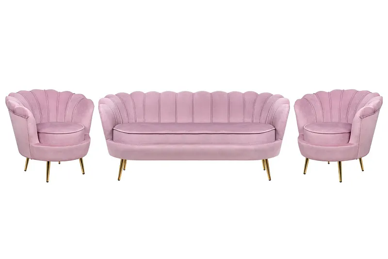 Комплект кресел и дивана ракушка Pearl Triple Pink в Санкт-Петербурге Комплект кресел и дивана ракушка Pearl Triple Pink