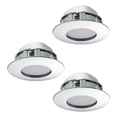 заказать 95822 Комплект светодиодных встраиваемых светильников PINEDA, 3х6W(LED), ?78, IP44, пластик, хром в интернет-магазине в Санкт-Петербурге