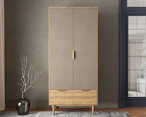 фото Шкаф двухстворчатый с ящиками "Лайн (Line)" R26/beige в интерьере в Санкт-Петербурге