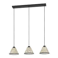 купить красивые 43943 Люстра OXPARK, 3X25W (E27), L920, B220, H1100, сталь, черный / текстиль с листьями бамбука, белый, зеленый в интернет-магазине в Санкт-Петербурге