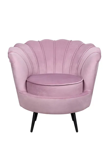 Кресло ракушка Pearl Pink на черных ножках