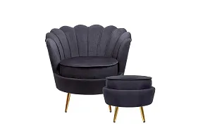 Кресло с пуфом ракушка Pearl Black на заказ в Санкт-Петербурге