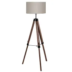 купить стильные 44115 Торшер LANTADA на треноге, 1x60W(E27), дерево, орех, сталь/ текстиль, серо-коричн в интернет-магазине в Санкт-Петербурге