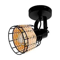 43324 Светильник настенно-потолочный ANWICK 1, 1x40W(E27), сталь, черный/ротанг, натуральный на заказ в Санкт-Петербурге