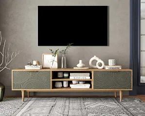купить стильный Комод "Лайн (Line)" с нишей низкий под TV R27/browngrey в интернет-магазине в Санкт-Петербурге