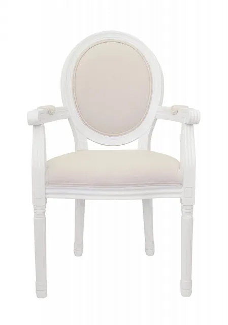 Мягкий стул с подлокотниками Volker Arm Beige and White в Санкт-Петербурге Мягкий стул с подлокотниками Volker Arm Beige and White