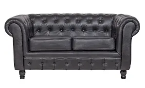 красивый Диван из черной кожи Chesterfield Black Leather 2S в интернет-магазине в Санкт-Петербурге