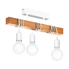 красивые 33166 Потолочный светильник TOWNSHEND, 3х60W (E27), L550, B105, H265, сталь, белый/дерево, коричневы в Санкт-Петербурге