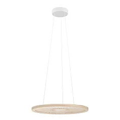 купить красивые 390297 Люстра диммируемая DEHESA, 36W (LED), 4000K, 5400lm, ?610, алюминий, сталь, белый/дерево в интернет-магазине в Санкт-Петербурге