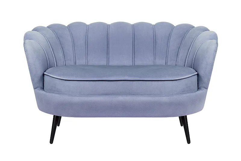 Диван ракушка Pearl Double Blue на черных ножках