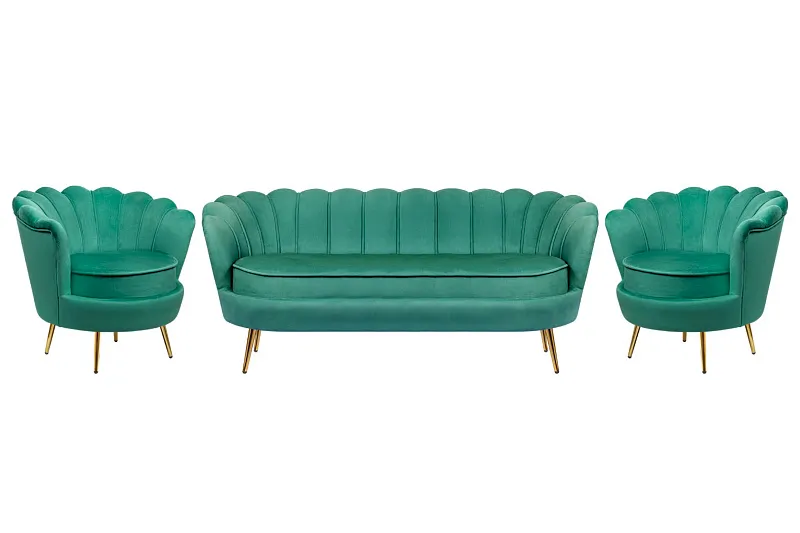 Комплект кресел и дивана ракушка Pearl Triple Green V2 в Санкт-Петербурге Комплект кресел и дивана ракушка Pearl Triple Green V2