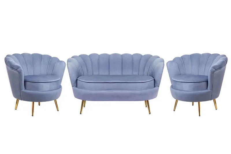 Комплект кресел и дивана ракушка Pearl Double Blue в Санкт-Петербурге Комплект кресел и дивана ракушка Pearl Double Blue