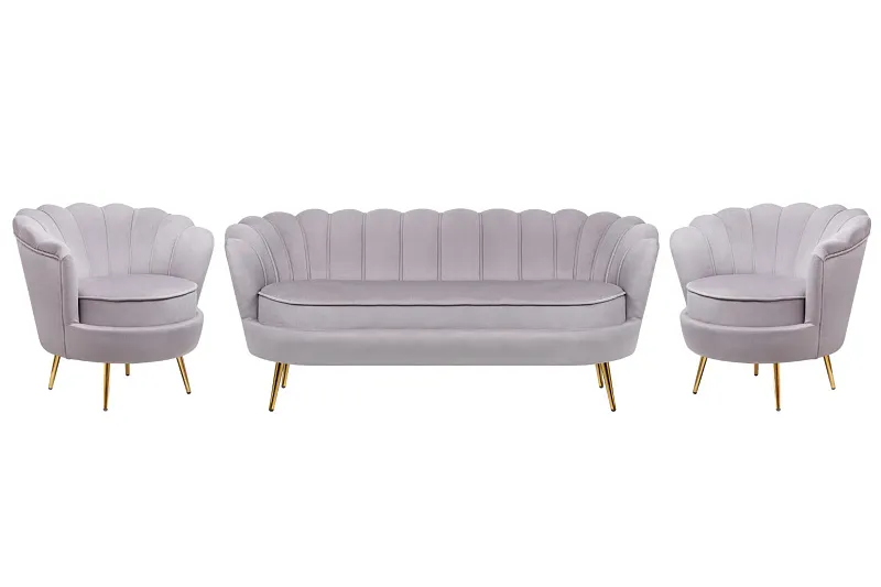 Комплект кресел и дивана ракушка Pearl Triple Grey в Санкт-Петербурге Комплект кресел и дивана ракушка Pearl Triple Grey