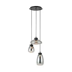 купить 390299 Люстра диммируемая SARNARRA, 3X5,4W (LED), 2700K, 1530lm, ?465, сталь, черный/стекло, черный полупрозрачный в Санкт-Петербурге