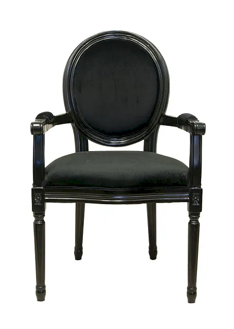 Мягкий стул с подлокотниками Diella Black Velvet