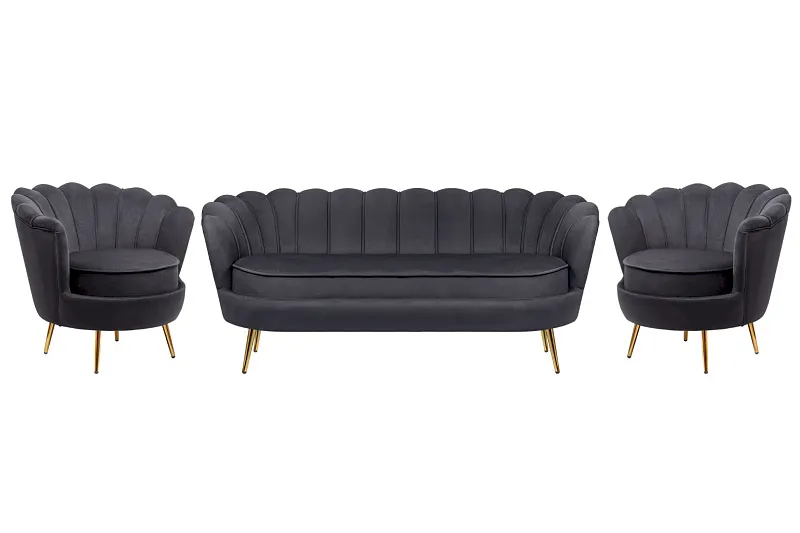 Комплект кресел и дивана ракушка Pearl Triple Black в Санкт-Петербурге Комплект кресел и дивана ракушка Pearl Triple Black