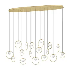 красивые 390348 Люстра диммируемая PORTOCOLOM, 17X3W (LED), 3000K, 5950lm, L1480, B260, H2200, сталь, латунь, золотой/матовое опаловое стекло, белый на заказ в Санкт-Петербурге