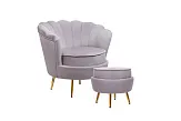 Кресло с пуфом ракушка Pearl Grey №1 в Санкт-Петербурге