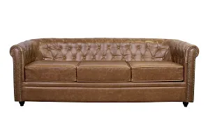 фото Кожаный диван лофт Karo Brown leather 3S в Санкт-Петербурге