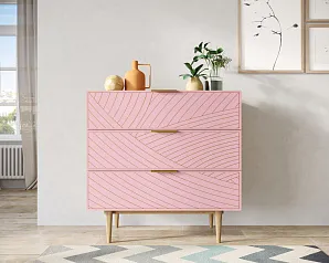 купить стильный Комод с тремя ящиками "Лайн (Line)" LN12/GR1/pink в интернет-магазине в Санкт-Петербурге