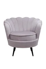 купить стильное Низкое кресло ракушка Pearl Grey на черных ножках в Санкт-Петербурге