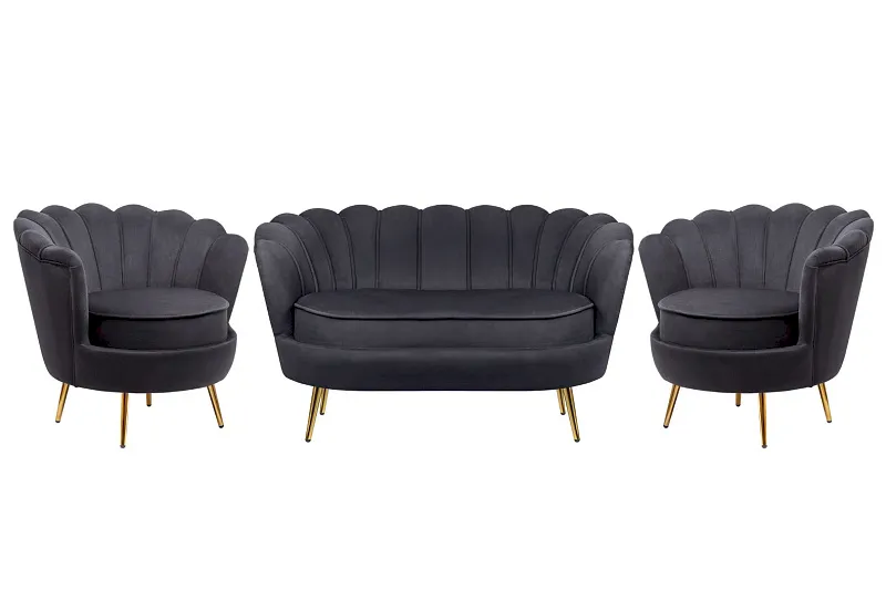 Комплект кресел и дивана ракушка Pearl Double Black в Санкт-Петербурге Комплект кресел и дивана ракушка Pearl Double Black