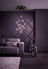 купить стильные 390333 Люстра диммируемая ESPARDELLO, 6X5,4W (LED), 3000K, 3060lm, ?580, сталь, черный/стекло, прозрачный в Санкт-Петербурге