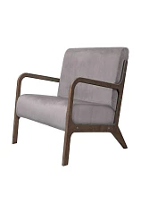 Низкое кресло с деревянными подлокотниками Mody Grey серый в интерьере в Санкт-Петербурге