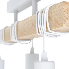 фото 33166 Потолочный светильник TOWNSHEND, 3х60W (E27), L550, B105, H265, сталь, белый/дерево, коричневы в интерьере в Санкт-Петербурге