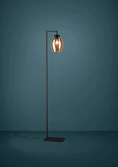 фото 390255 Торшер с ножным выключателем ESTANYS 1, 1X40 (E27), H1715, сталь, черный/стекло, коричневый полупрозрачный в Санкт-Петербурге