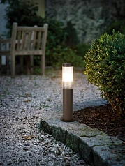 900986 Уличный напольный светильник с датчиком движения HELSINKI, 1X15W (E27), IP44, H450, нержавеющая сталь, коричневый/пластик, черный полупрозрачны в Санкт-Петербурге