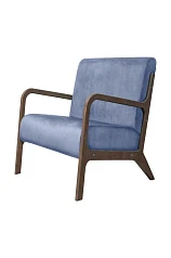 красивое Низкое кресло с деревянными подлокотниками Mody Sky цвет синий на заказ в Санкт-Петербурге