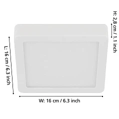 купить стильные 900589 Накладной светильник диммируемый FUEVA 5, 11W (LED), 3000K, L160, B160, H28, сталь, белый / пластик, белый в интернет-магазине в Санкт-Петербурге