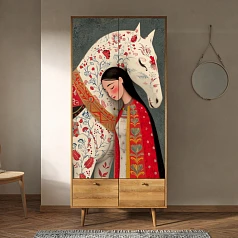 купить стильный Шкаф двухстворчатый "Berber Art "Девушка и конь" арт BB16/Art10 в Санкт-Петербурге