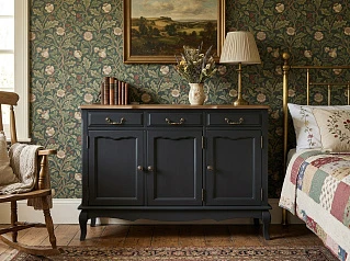 купить Комод "Леонтина (Leontina)" в черном цвете  (3 ящика и 3 двери) арт ST9344BLK в Санкт-Петербурге