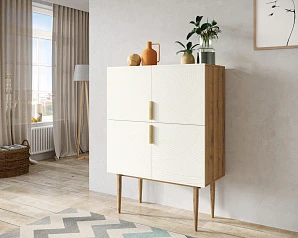 Малый комод с четырьмя дверками на высоких ножках "Line" LN13/GR1/beige в интернет-магазине в Санкт-Петербурге