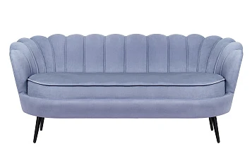 Диван ракушка для гостиниц Pearl Triple Blue на черных ножках в интерьере в Санкт-Петербурге